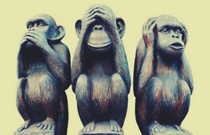 Kolmen viisaan apinan vertauskuva, joka auttaa elämään onnellista elämää