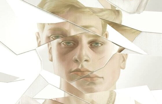 rikkinäinen lasi jossa mies