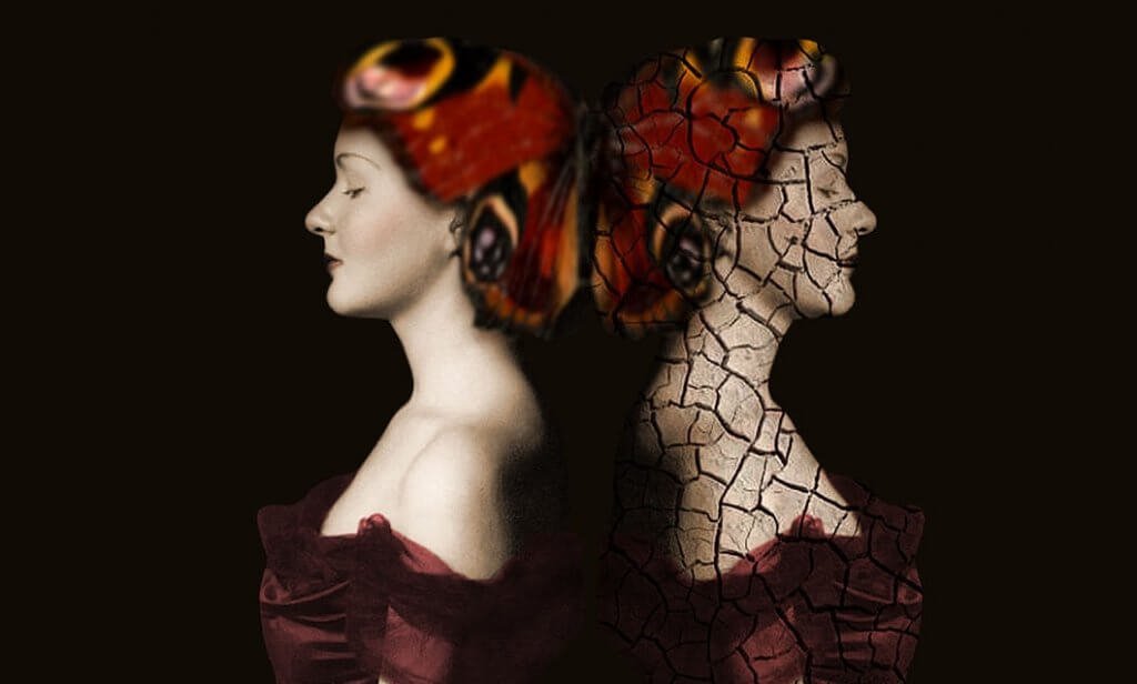 eheä ja murtunut nainen