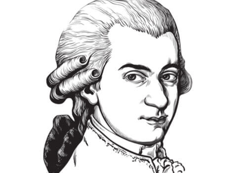 Wolfgang Amadeus Mozart piirrettynä