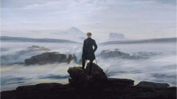 maalaus Søren Kierkegaardista meren rannalla