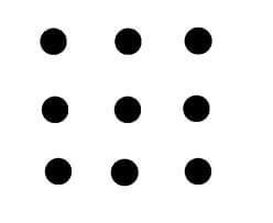 Yhdeksän pisteen ongelma on yksinkertainen ongelma, jonka ratkaisuun yritämme yleensä samoja vanhoja kaavoja.