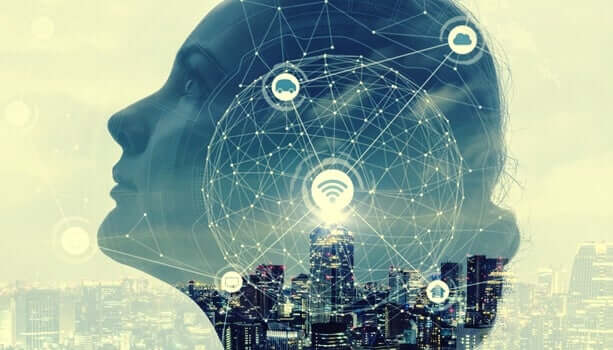 Naisen mieli on yhteydessä kaupungin eri paikkoihin ja tavaroihin.